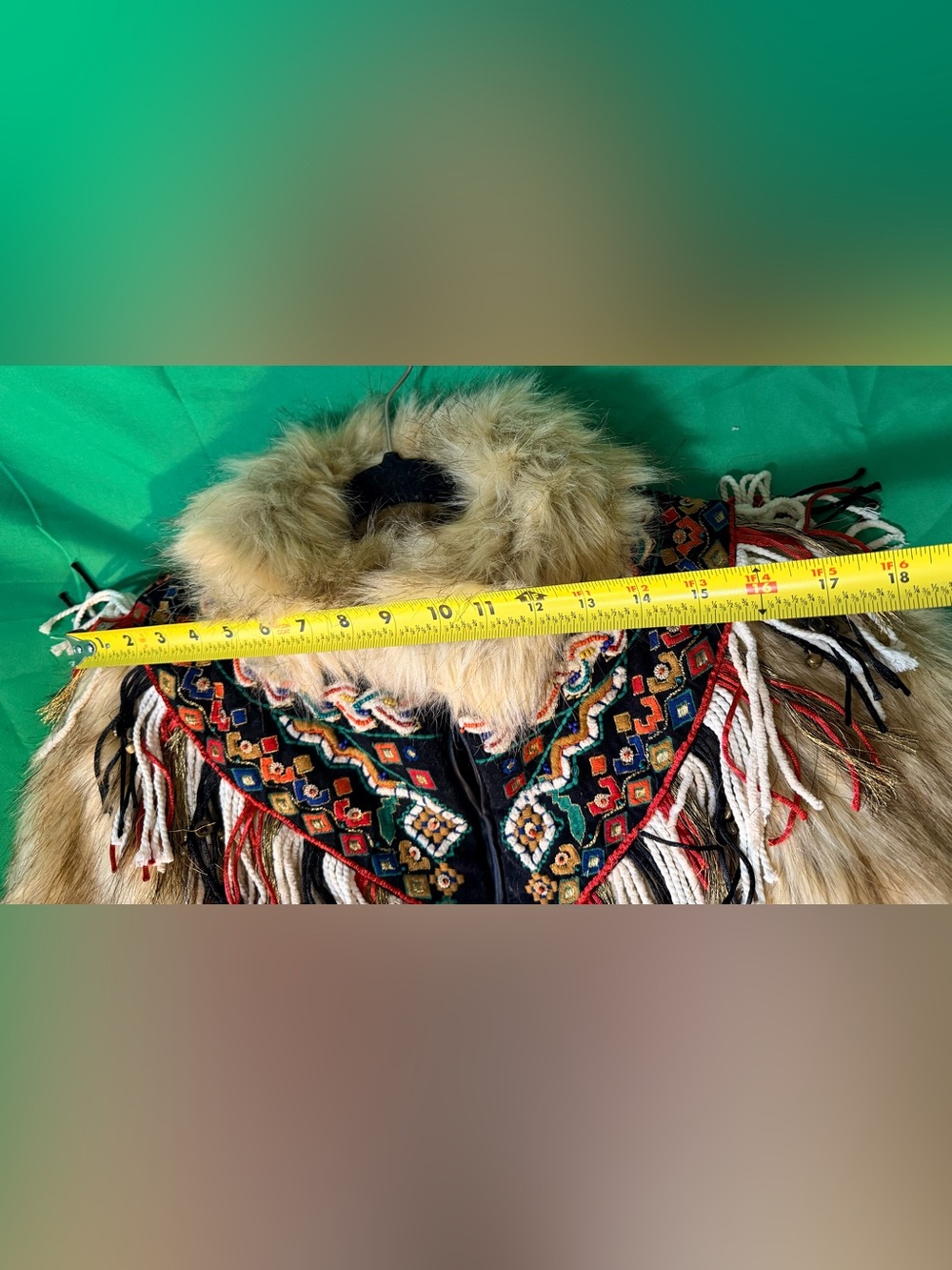 Zara Beige Faux-Fur Jacket with Embroidered Fringe Yoke - Picture 4 of 9